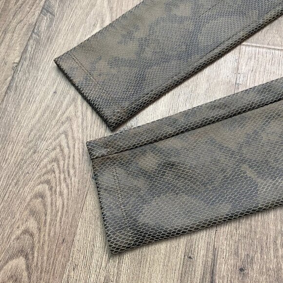 Bagatelle Faux Suede Python Leggings Olive Green Size XS - Picture 4 of 11